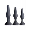 Carica l'immagine nel visualizzatore Galleria, Master Series Triple Tapered Silicone Anal Trainer - Black Set of 3
