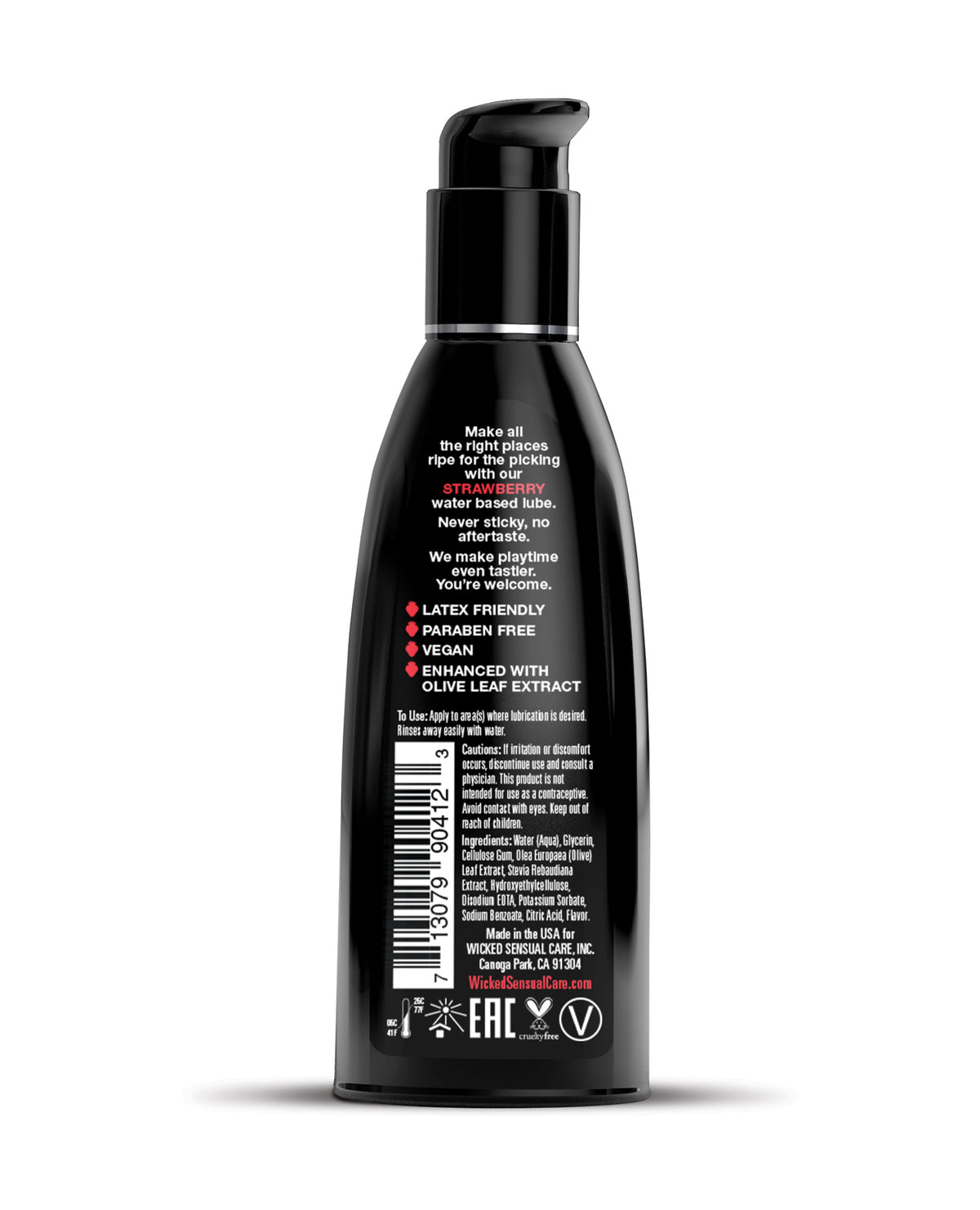 Wicked Sensual Care Water Based Lubricant Strawberry Flavor 2 Oz