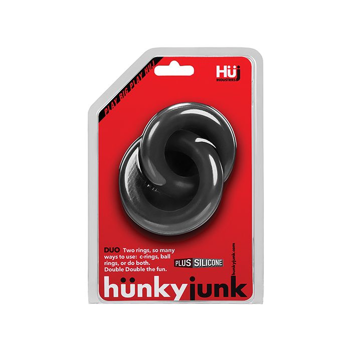 Hunky Junk Duo Linked Cock And Ball Rings Tar Plus Silicone Blend