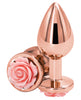 Load image into Gallery viewer, Rear Assets Medium Pink Rose Aluminum Anal Toy Beginner Friendly

