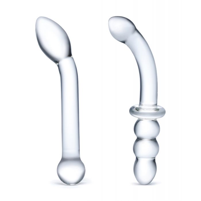 Set di 2 pezzi di dildo in vetro per piacere G-Spot - Trasparente
