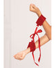 Indlæs billede i gallerifremviser, Satin Elastic Cuffs D-Ring &amp; Satin Ribbon Tie Red O/S
