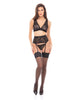 Lataa kuva gallerian katseluohjelmaan, Sweet Temptations Bra, Garterbelt &amp; Thong Black M/L
