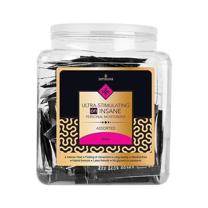 ON Insane Ultra Stimulating Personal Moisturizer Tub - Asst. Single Use Packet Tub of 100