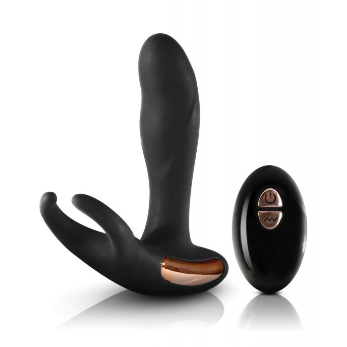 Renegade Sphinx Warming Prostate Massager Heated Vibrations Flexible Silicone Wireless Controller 2 Motors Black