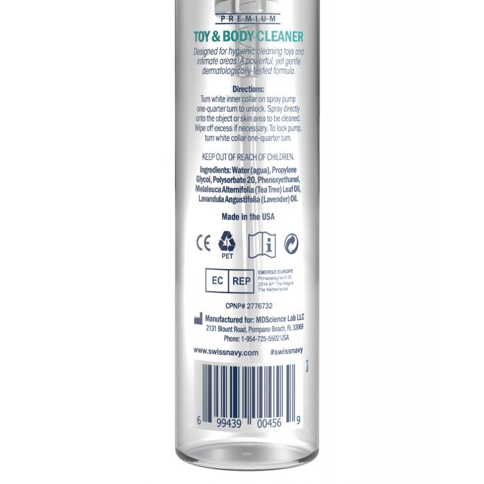 Swiss Navy Toy and Body Foaming Cleaner 7 oz Foaming Dispenser Safe Gentle Toy and Body Cleaner for Clean Playtime