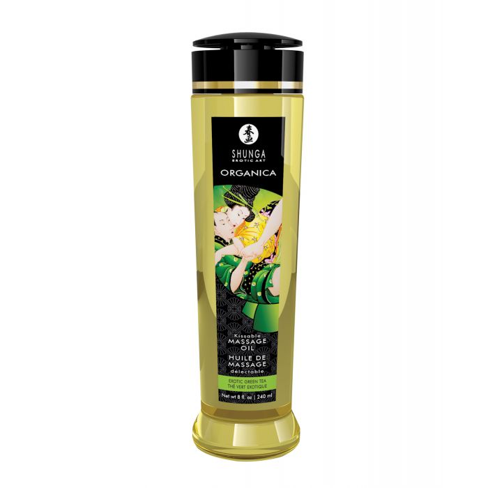 Shunga Organica Kyssbar Massageolja - 8 oz Exotisk Grönt Te