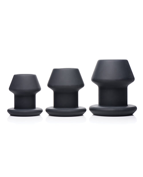 Master Series Gape-Grommets 3 pc Hollow Silicone Anal Dilator Set - Black