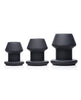 Indlæs billede i gallerifremviser, Master Series Gape-Grommets 3 pc Hollow Silicone Anal Dilator Set - Black
