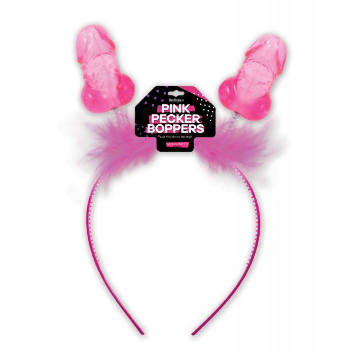 Pink Pecker Boppers Headband for Bachelorette Party Fun