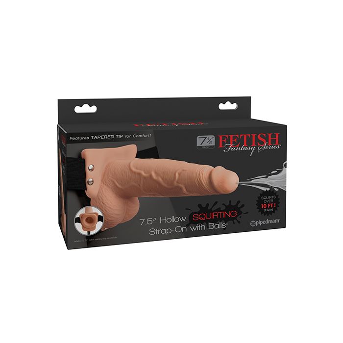 Fetish Fantasy Series 7.5" Hollow Squirting Strap On w/Balls - Flesh