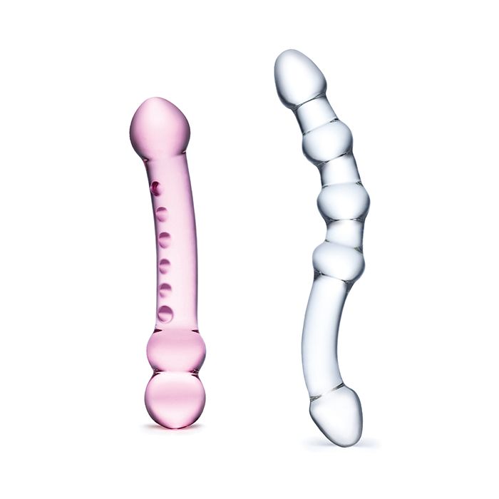 Glas 2 pc Double Pleasure Glass Dildo Set