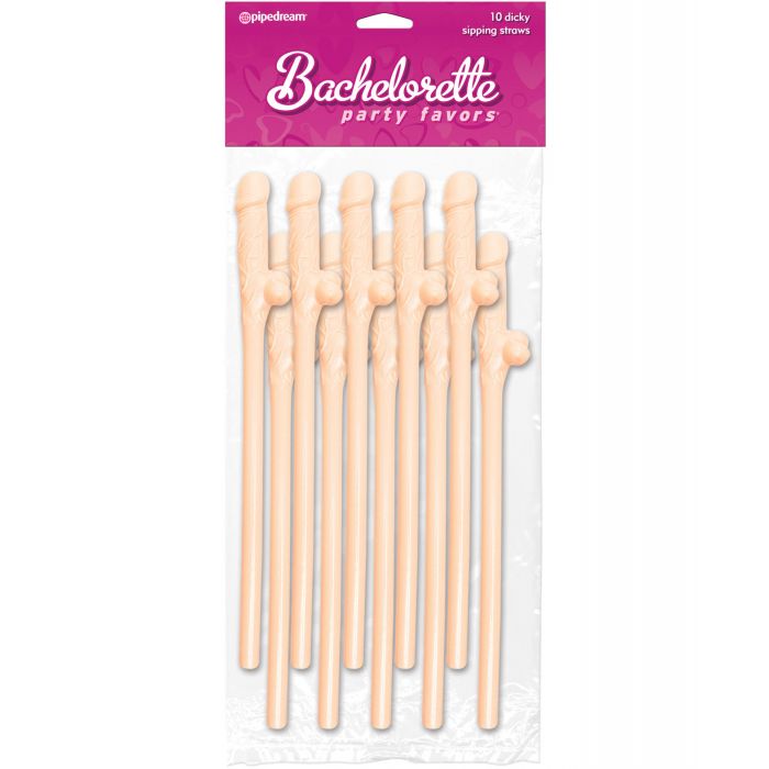 Bachelorette Dicky Sipping Straws Flesh Pack of 10 Party Favors