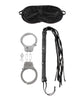 Load image into Gallery viewer, Fetish Fantasy Lover's Kit With Leather Whip Handcuffs And Satin Love Mask
