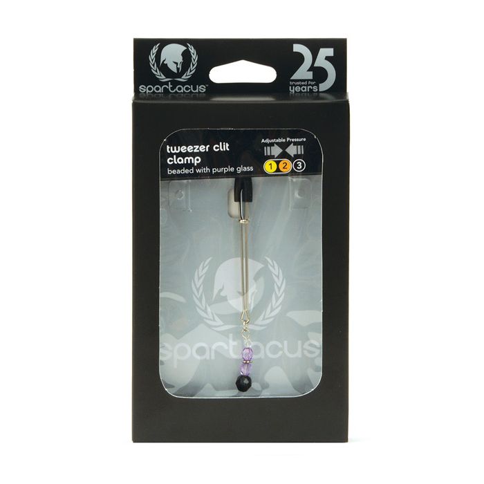 Spartacus Beaded Clit Clamp Adjustable Tweezer Style With Beads Purple