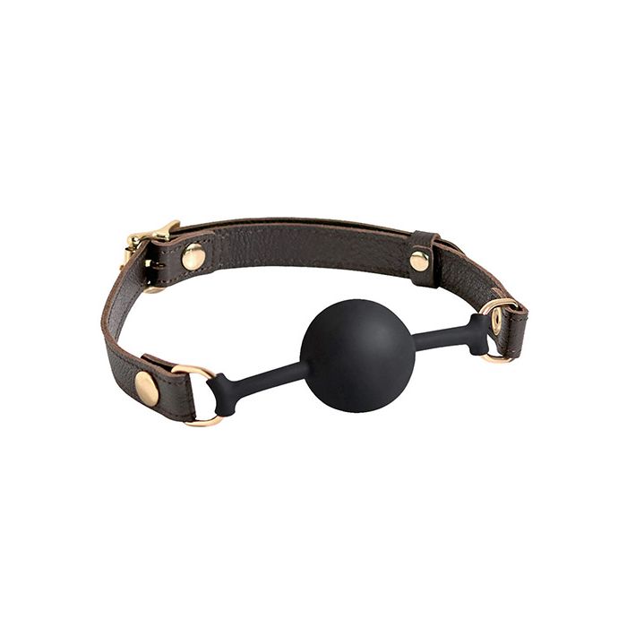 Spartacus Silicone Ball Gag - Brown Leather Strap 43 mm Ball