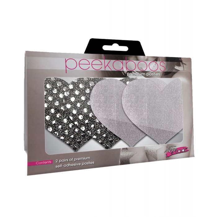 Dark Angel Hearts Silver Pasties Pack of 2 Self Adhesive