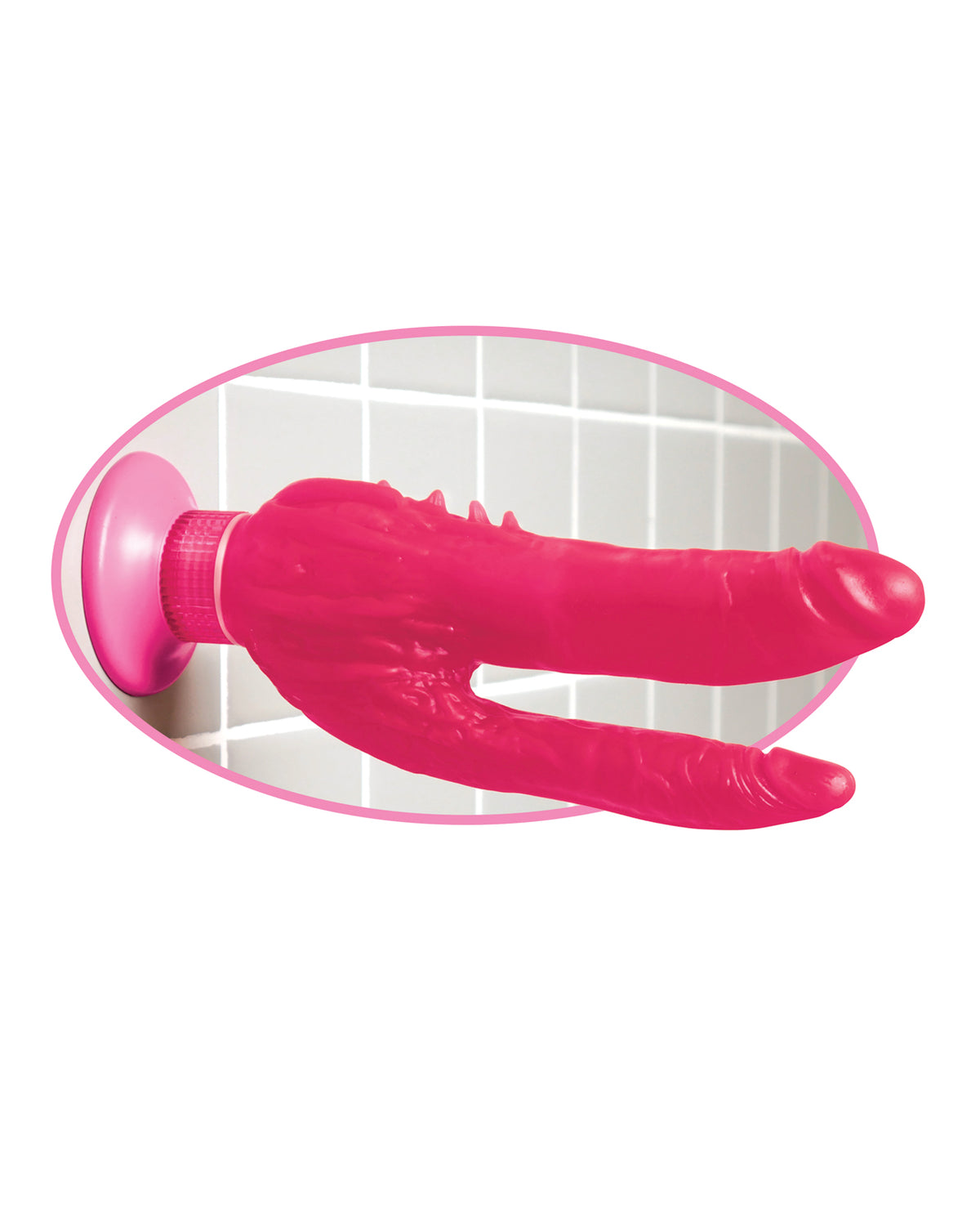 Wall Bangers Double Penetrator Waterproof Pink Vibrator For Wall Stimulation