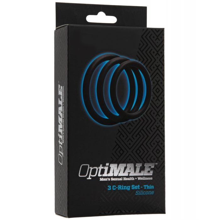 OptiMale C Ring Kit Thin Black Silicone Rings 40mm 45mm 50mm