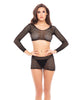 Load image into Gallery viewer, Rene Rofe Crochet Net Bodystocking Black O/S
