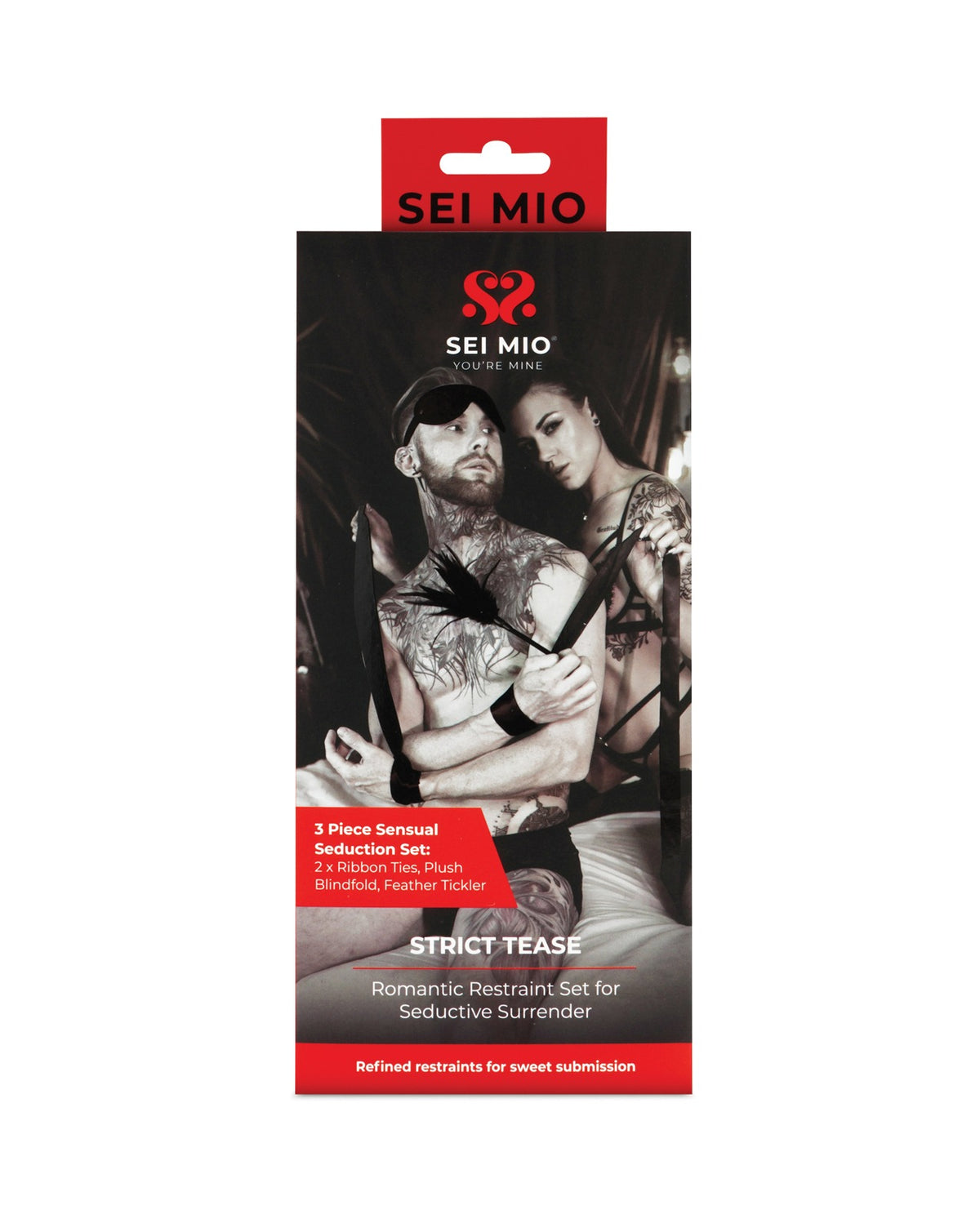 Kit de juego sensorial íntimo con lazos de seda, antifaz y pluma para cosquillas