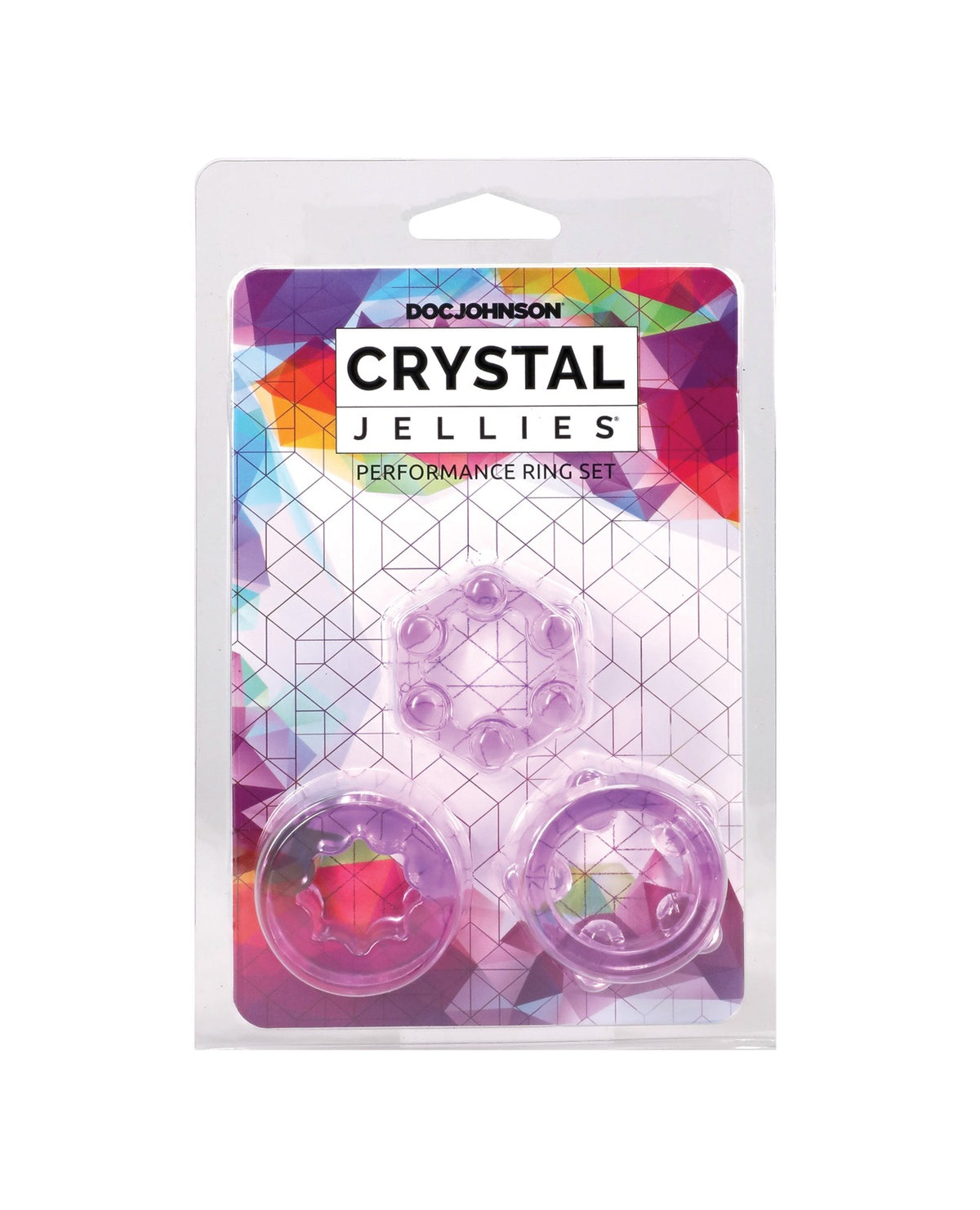 Crystal Jellies Purple Textured Cock Ring Set Of 3 For Enhanced Stamina Firmness