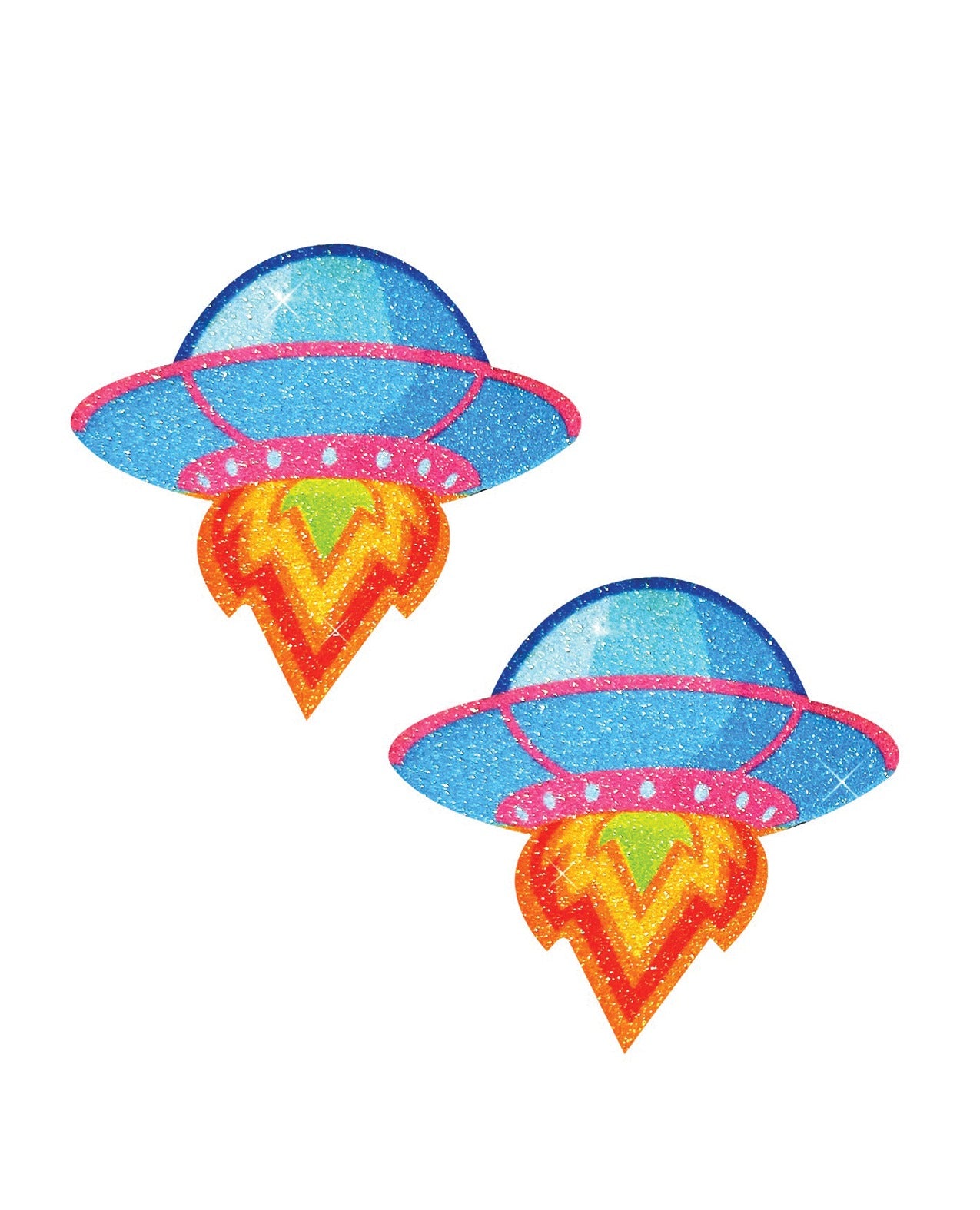Blue Glitter Ufo Nipple Pasties For Festival Rave Club Party Outfit