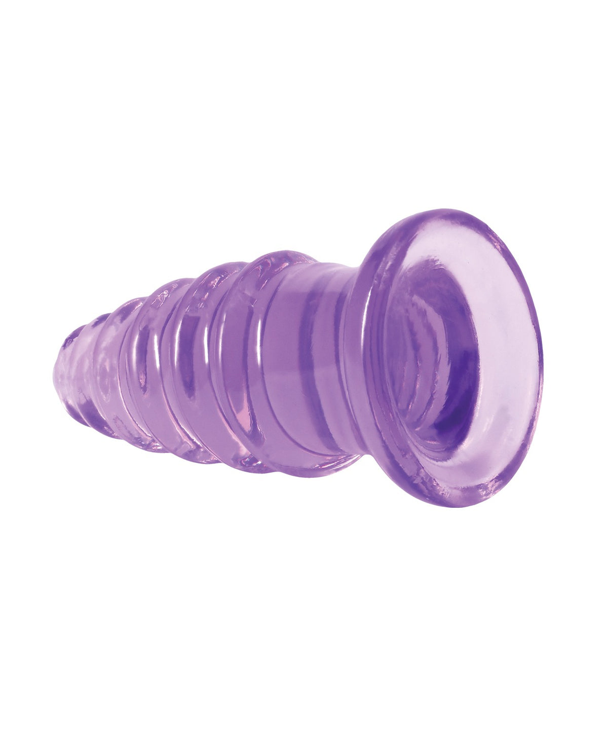 Tapón anal de giro Crystal Jellies de Doc Johnson, morado, 6 pulgadas, con base ensanchada