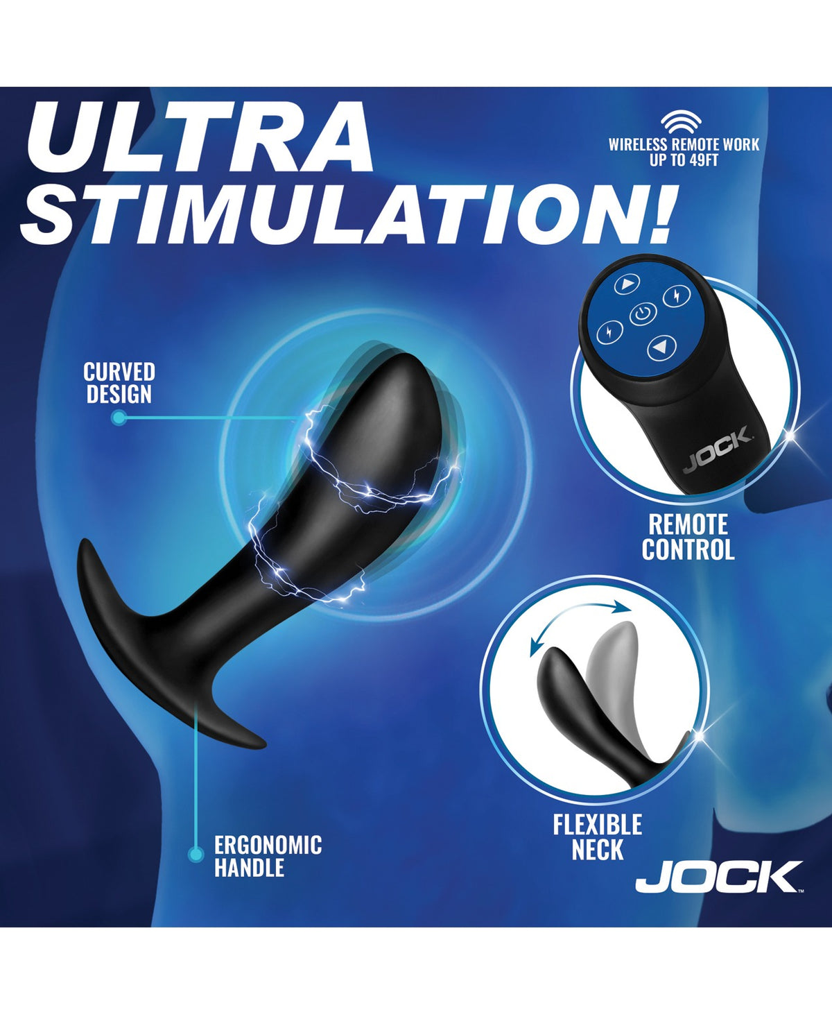 Plug de próstata delgado Jock Electro Spark de Curve Toys, de electroestimulación y con vibración