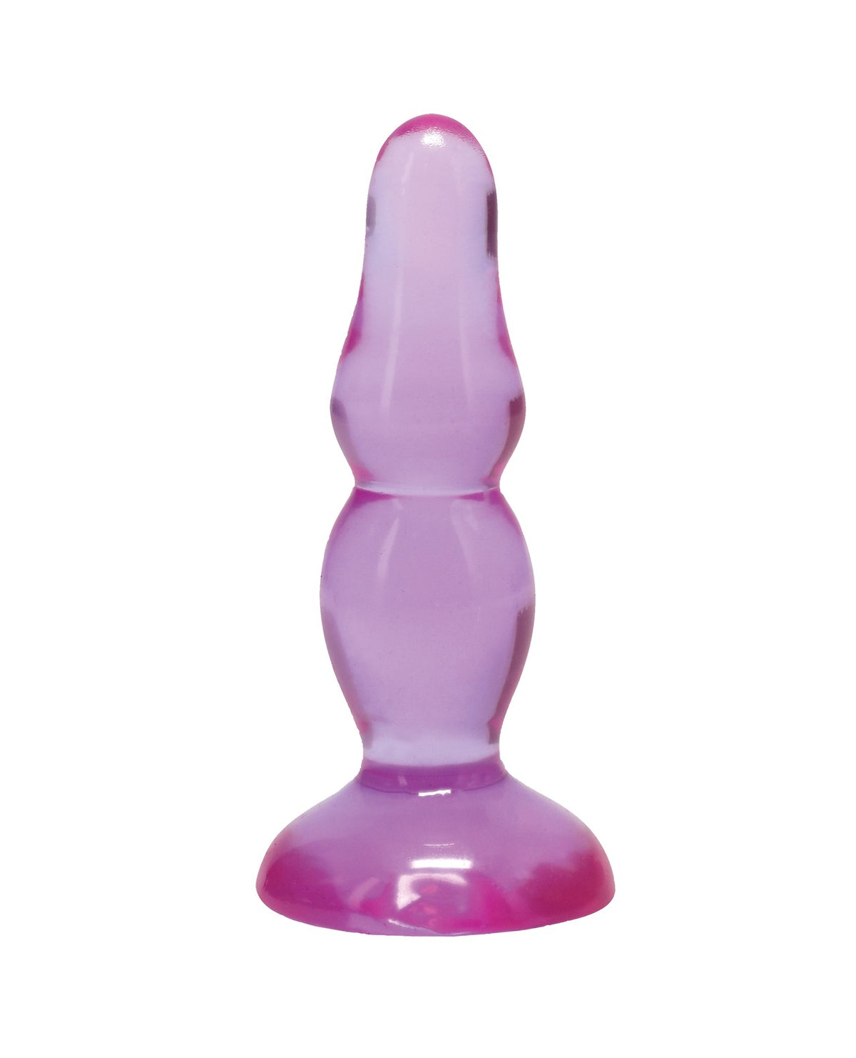 Doc Johnson Crystal Jellies 4-Zoll-Analplug „Pop Plug“ für Anfänger in Lila mit Saugnapf