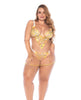 Charger l'image dans la visionneuse de la galerie, Sunlit Bliss Mesh and Lace Babydoll w/Thong 2 pc Set - Yellow 1X/2X

