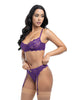Load image into Gallery viewer, Margo Lace &amp; Mesh Underwire Bra w/Gartered Panty 2 pc Set - Imperial Purple L/XL
