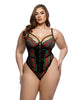 Cargue la imagen en el visor de la galería, Cherry Delight Embroidered Underwire Corset w/G-String - Black 1X
