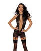 Lataa kuva gallerian katseluohjelmaan, Floral Lace Chemise w/Chain Details, Attached Garters &amp; G-String 2 pc Set - Black MD
