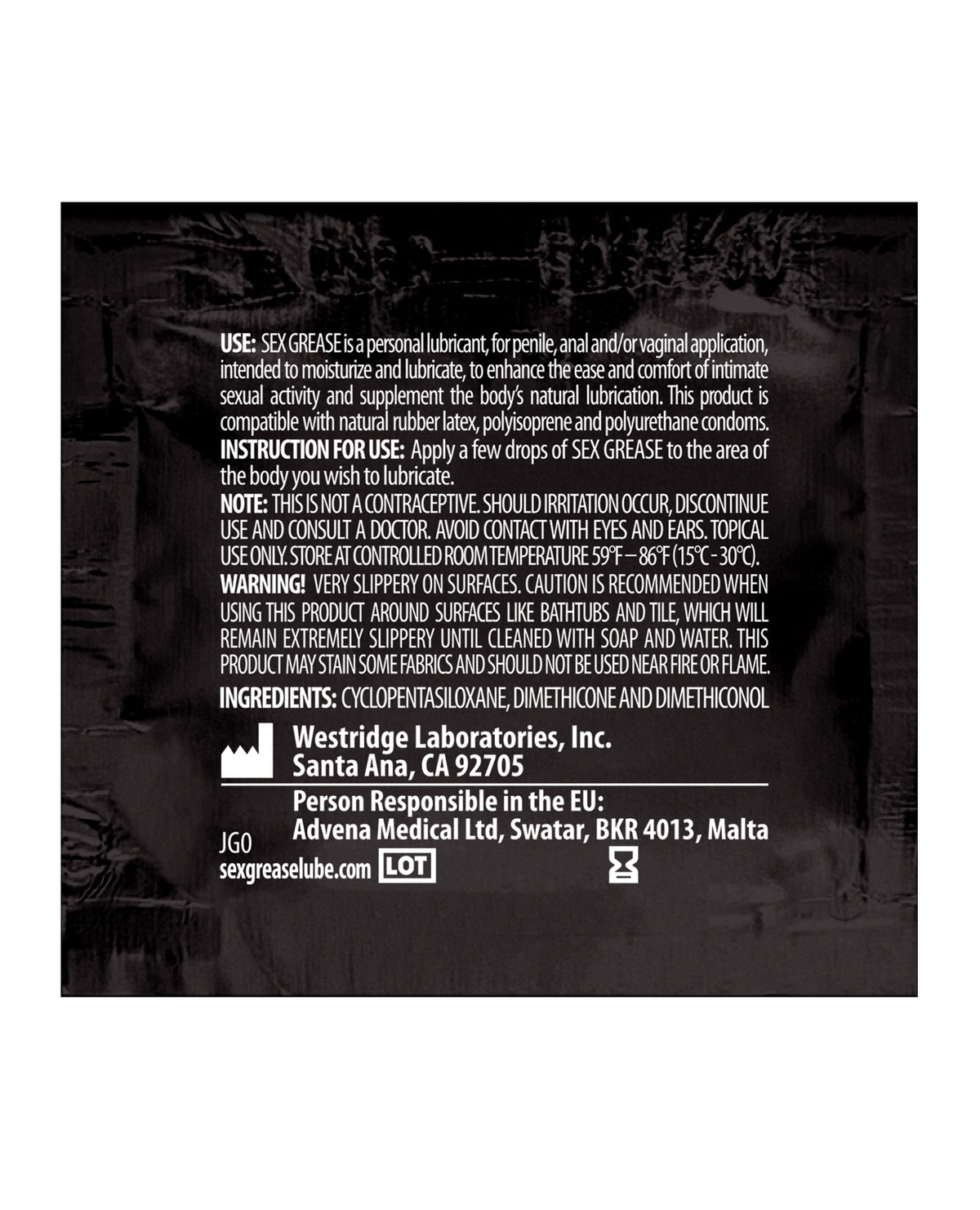 Sex Grease Silicone - 2 ml Foil