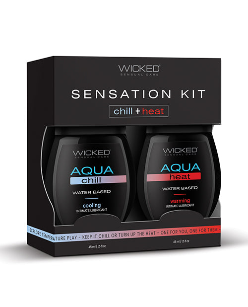 Wicked Sensual Care Sensation Kit Aqua Heat And Aqua Chill Lubes 1.5 Oz