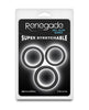 Afbeelding laden in Galerijviewer, Renegade Slim Cock Rings Three Piece Set Black Silicone Stretchy Three Sizes
