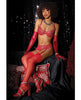 Cargue la imagen en el visor de la galería, Metallic Stretch Lace Underwire Bra w/Crotchless Garter Panty - Red MD
