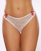 Load image into Gallery viewer, Allure Kisses &amp; Bows Thong Panty w/Lace-Up Detail - White/Red O/S
