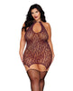 Carica l'immagine nel visualizzatore Galleria, Leopard Pattern Seamless Gartered Chemise - Cherry Lacquer QN
