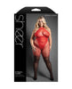 Load image into Gallery viewer, Sheer Flame Halter Bodystocking Crotchless Red Black
