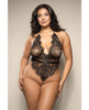 Załaduj obraz do przeglądarki galerii, Opulence Metallic Eyelash Lace Teddy w/Pearl String Crotch - Black QN
