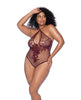 Lataa kuva gallerian katseluohjelmaan, Floral Convertible Top Fishnet Bodysuit - Burgundy QN
