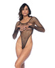 Carica l'immagine nel visualizzatore Galleria, Fishnet Long Sleeve High Leg Bodysuit - Black O/S
