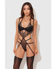 Afbeelding laden in Galerijviewer, Eden Embroidered Lace &amp; Mesh Teddy w/Garters - Black MD
