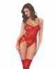 Load image into Gallery viewer, Sequin Embellished Teddy with Snap Crotch Closure - Red XL
