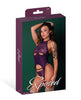 Bild in den Galerie-Viewer laden, Leather &amp; Lace Stretch Mesh and Lace Underboob Cutout Corset &amp; Panty 2 pc Set - Plum S/M
