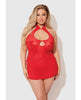 Load image into Gallery viewer, Dragon Mesh &amp; Applique Chemise w/G-String 2 pc Set - Red 3X/4X
