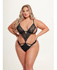 Cargue la imagen en el visor de la galería, Nadia Lace &amp; Mesh Cutout Teddy - Black 1X/2X
