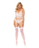 Load image into Gallery viewer, Victoria Eyelash Lace Underwire Bralette w/Garter Panty 2 pc Set - White 2X
